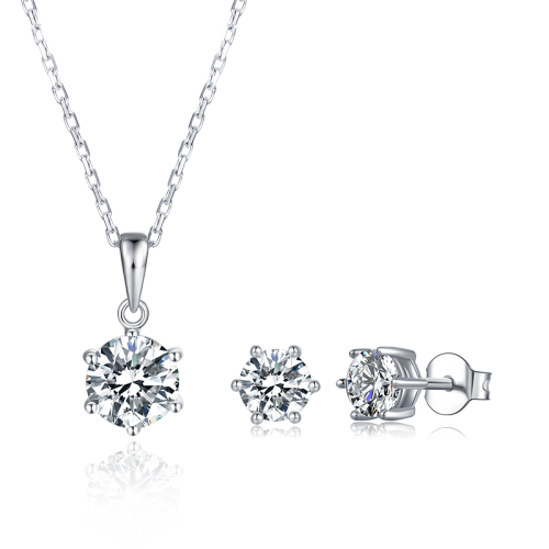 Simplest Luxury  925 Sterling Silver Moissanite Pendant Women Engagement Six Prongs Large Diamond Wedding Party Necklace